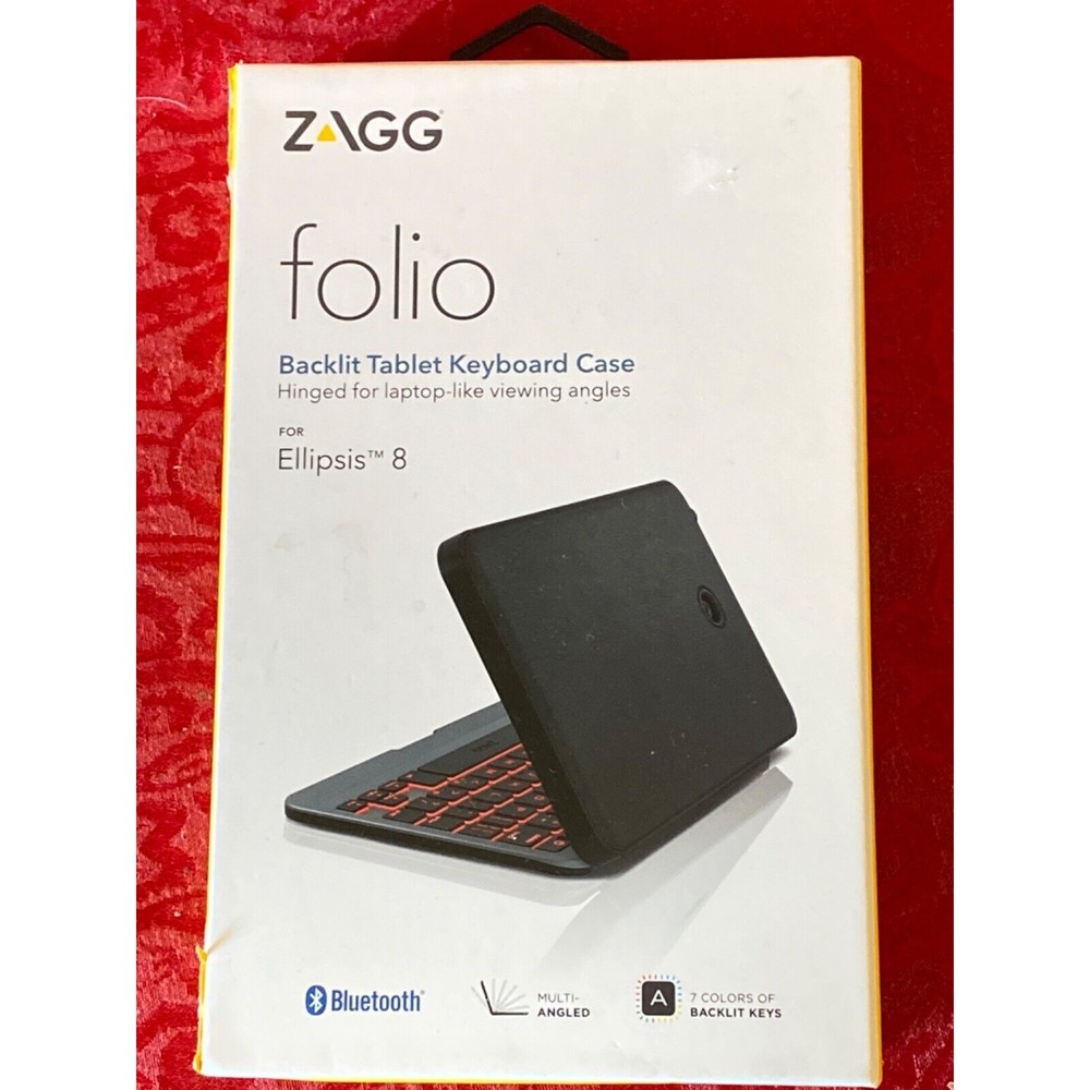 ZAGG Folio Case Backlit Keyboard for Verizon Ellipsis 8" HD Tablet - Black
